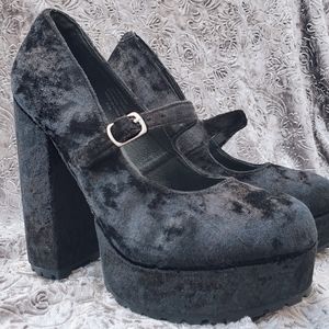 Jeffery Campbell Black Crushed Velvet US 8.5